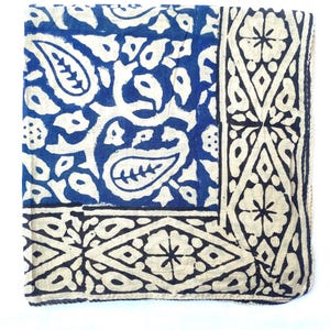 Handmade Cotton Bandana: Indian Block Print Head Wrap - 21x21 Beach Scarf