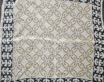 Pañuelo de algodón con estampado de bloques bohemio: pañuelo para la cabeza con estampado de cachemira