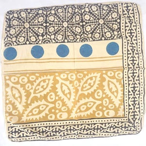 Hand Block Printed Cotton Bandana Scarf: Bohemian Neck Scarf 21x21