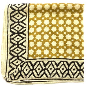 Hand Block Print Organic Cotton Bandana Scarf: Paisley Design