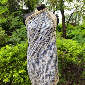 Katoenen sarong met handblokprint: Indiase pareo strandkleed