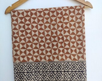 Indian Zari Hand Block Print Cotton Sarong Boho Beach Cover-Up