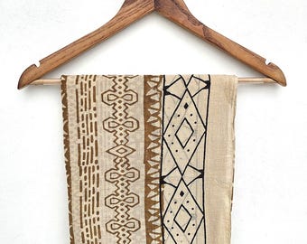 Hand Block Print Cotton Sarong: Beach Wrap Scarf, 42x72 Inches