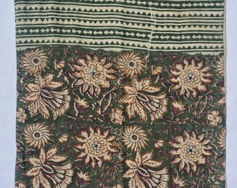Floral Block Print Cotton Sarong: Handmade Indian Beach Wrap