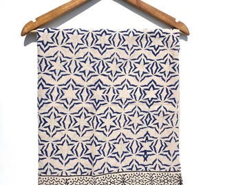 Beach Wrap Pareo, Hand Block Printed Cotton Sarong, Long Scarf,