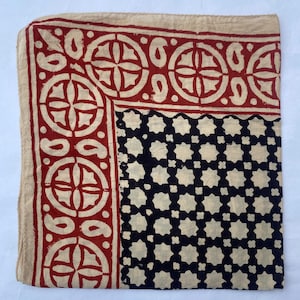 Hand Block Printed Cotton Bandana: Boho Head Wrap, Neckerchief - 21&quot; Square