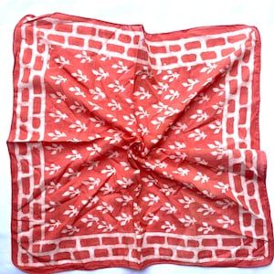 Boho Block Print Cotton Bandana Scarf: Organic Natural Dyes
