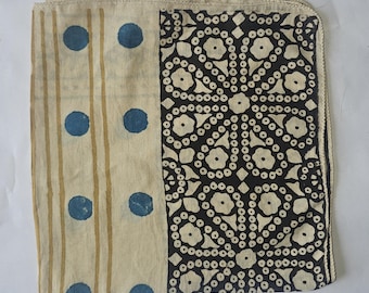 Hand Block Printed Cotton Bandana: Boho Head Wrap Scarf