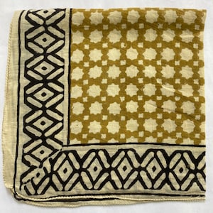 Hand Block Printed Organic Cotton Bandana: Vibrant Boho Scarf