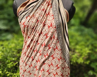 Handgemachter Sarong aus Blockprint-Baumwolle: Boho Beach Cover Up