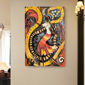 Stammes- Wandkunst, afrikanisch inspirierte Malerei, mutiges ethnisches Hauptdekor