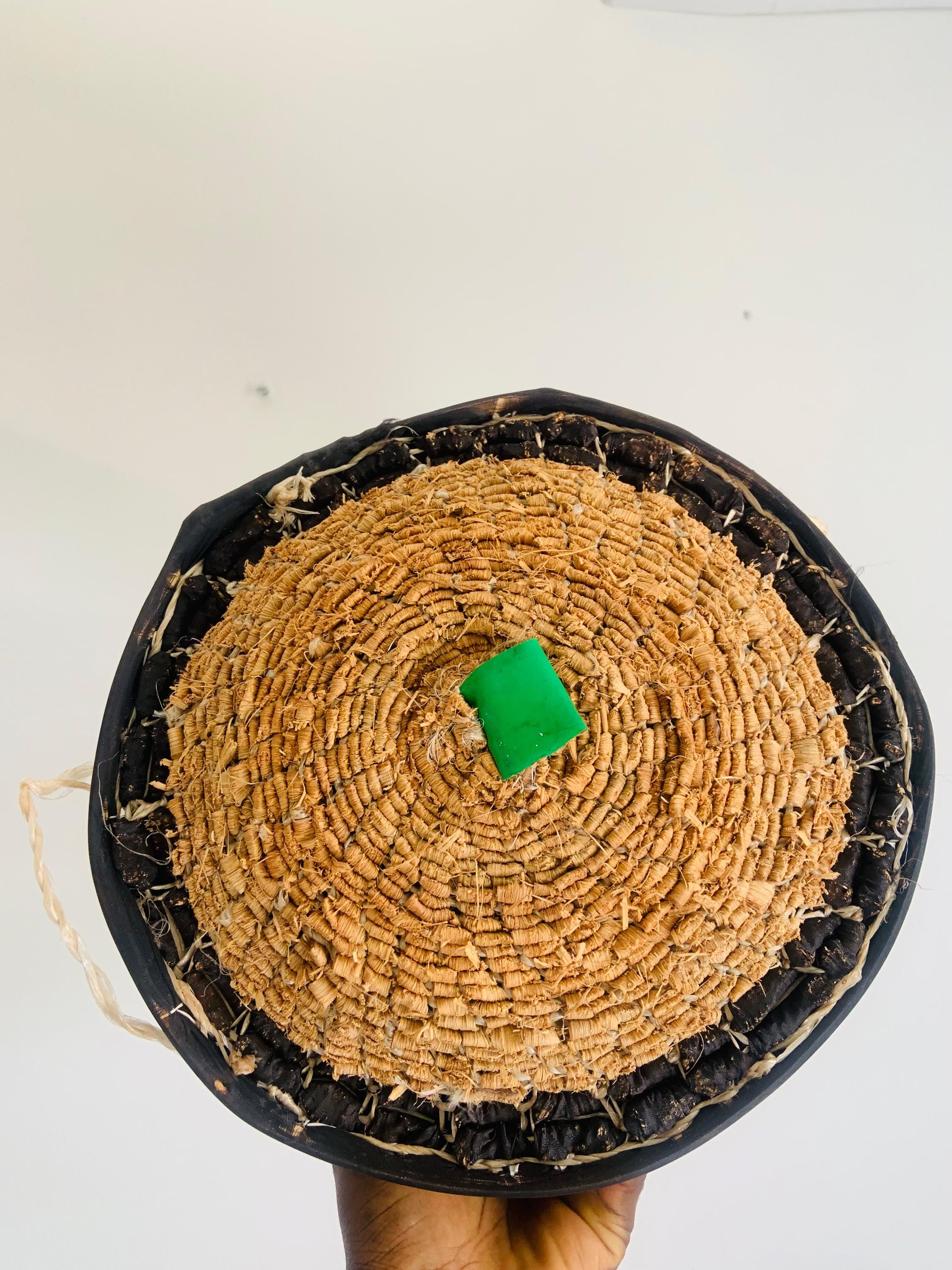 26 Inch Turquoise Bamileke Juju Hat Wall Decor - Authentic African Handcrafted Feather Headdress (65cm, Ethical Art Piece)