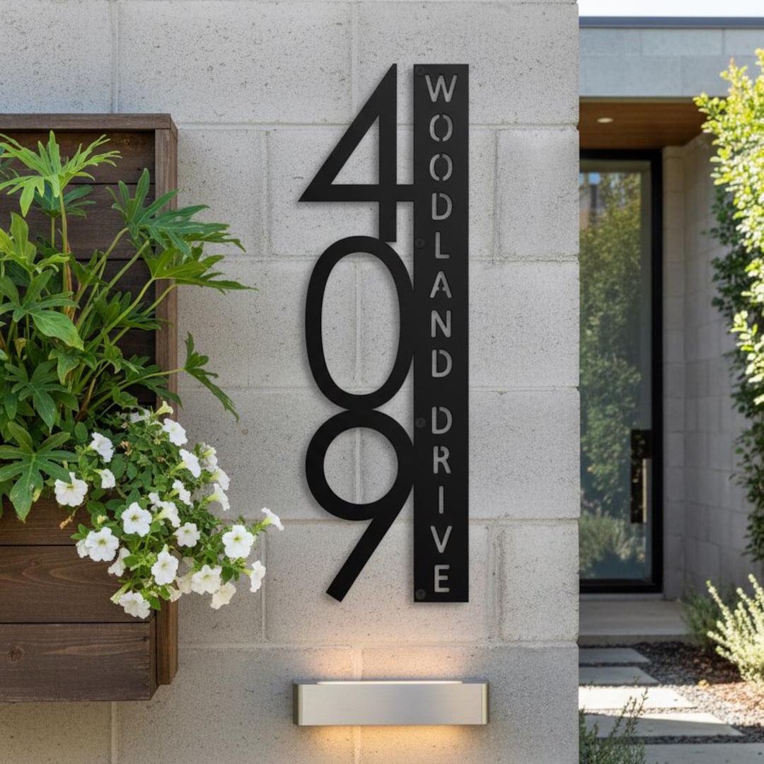 Address Number Design Modern House Numbers for Curb,custom Address Plaque for Yard,metal ...