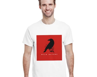 Nature sauvage | T-shirt Corbeau pour homme | T-shirt en coton épais | Disponible en 13 couleurs