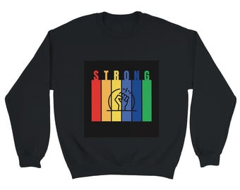 Strong and Bold | Colorful Power Fist Design Sweatshirt for Women | Heavy Blend Crewneck Pullover | Available in 12 Colors