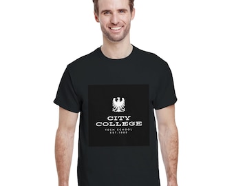 École technique City College | T-shirt universitaire pour homme | T-shirt en coton épais | Disponible en 12 couleurs