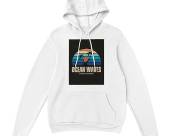 Oceaangolven van zonsondergang tot zonsopgang | Hoodie met tropisch ontwerp voor heren | Zwaar gemêleerd sweatshirt met capuchon |Verkrijgbaar in 8 kleuren