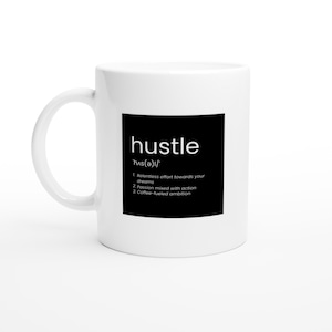 24-MAG Hustle Definition Mug Black | 11oz Black Aesthetic Ceramic Mug | Funny Coffee Lover Gift | Minimalist Dictionary Cup