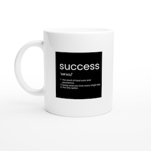 24-MAG Success Definition Mug Black | 11oz Black Aesthetic Ceramic Mug | Funny Coffee Lover Gift | Minimalist Dictionary Cup