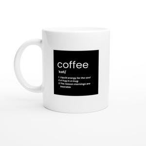 24-MAG Coffee Definition Mug Black | 11oz Black Ceramic Cup with Minimalist Typography | Aesthetic Dictionary Style