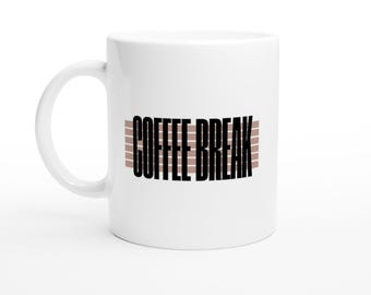 Taza de café minimalista 24-MAG / Taza de cerámica blanca de 325 ml / Regalo para la oficina y el hogar