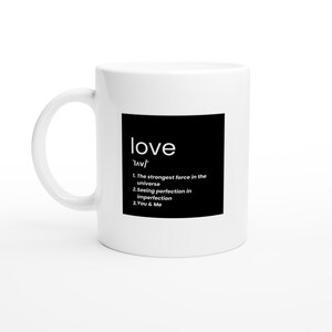 24-MAG Love Definition Mug Black | Minimalist Black Ceramic Mug 11oz | Modern Typography Coffee Cup
