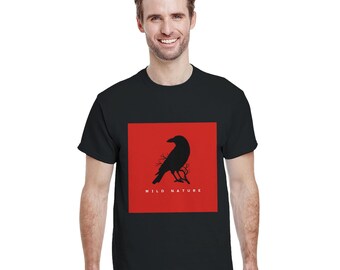 Nature sauvage | T-shirt Corbeau pour homme | T-shirt en coton épais | Disponible en 12 couleurs