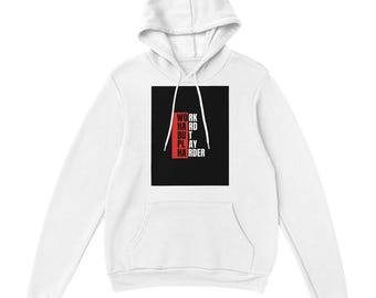 Werk hard, maar speel harder | Hoodie met grappige motivatiecitaat voor dames | Zwaar gemêleerd sweatshirt met capuchon |Verkrijgbaar in 8 kleuren