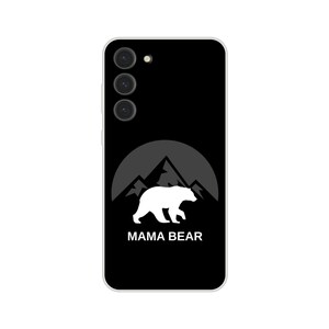 Mama Bear zwart telefoonhoesje | Flexi-telefooncover: transparant en schokbestendig | Compatibel met Samsung