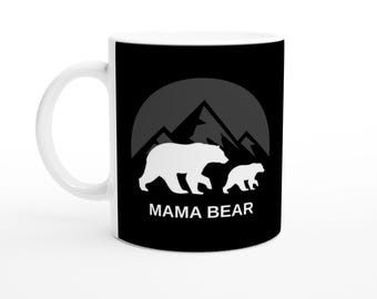 Mama Bear and Cub Mug | Mothers Day Gift | 11oz Ceramic Mug | Black Coffee Mug Design