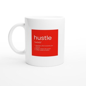 24-MAG Hustle Definition Mug Red | 11oz Red Aesthetic Ceramic Mug | Funny Coffee Lover Gift | Minimalist Dictionary Cup