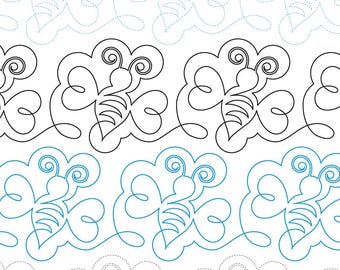 BUZZING BEE  Printable Pantograph | Hand-Guided Longarm Quilting Pattern | Paper Edge-to-Edge Design | Instant Download