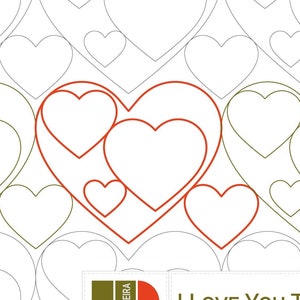I Love You This Much Border and Panto - Digital Longarm pantograph pattern for computerised quilting machines