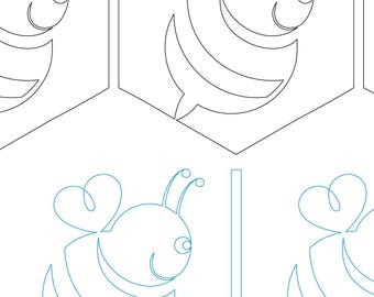 HAPPY HEX Bee Printable Pantograph | Hand-Guided Longarm Quilting Pattern | Edge-to-Edge Paper Pantograph | Instant Download