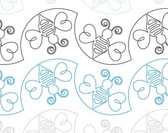 ROCKING BEE Printable Hand Guided Pantograph | Longarm Quilting Pattern |  Edge-to-Edge Design | Instant Download
