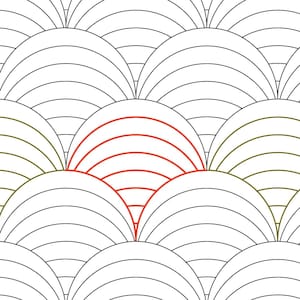 RAINBOW CLAMS  - Digital Longarm Pantograph Pattern for Computerized Quilting Machines