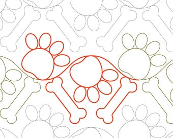 DOG PAWS and BONES - Digital Pantograph for Computerized Longarm Quilting