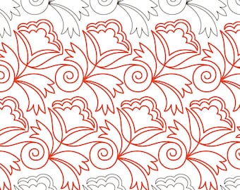 FLORAL LEAFY SPIRAL | Computerised | Extended Width Floral Longarm Pantograph