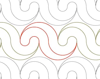 TRIPLE WAVE | Computerised | Digital Wave Longarm Pantograph | Edge-to-Edge Quilting Pattern