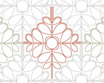 MODERN GRID FLORAL | Computerised | E2E No Backtrack Longarm Pantograph