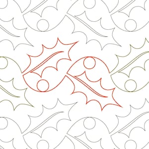 May include: A repeating pattern of stylized holly leaves and berries in a line drawing style. The design features a mix of black, olive green, and red elements on a white background. The text "HOLLY & BERRY" is visible in the lower right corner.