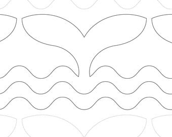 WHALE TAILS Printable Hand Guided Pantograph | Longarm Quilting Pattern |  E2E Design  (PDF Download)