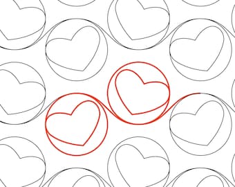 BOUNCING HEARTS-  Digital Longarm Pantograph or Border