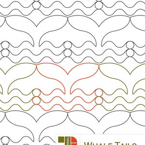 WHALE TAILS -  Digital Longarm Pantograph or Border