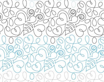 BUZZ MEANDER  Printable Pantograph PDF | Hand-Guided Longarm Quilting Pattern | Edge-to-Edge Paper Pantograph Download