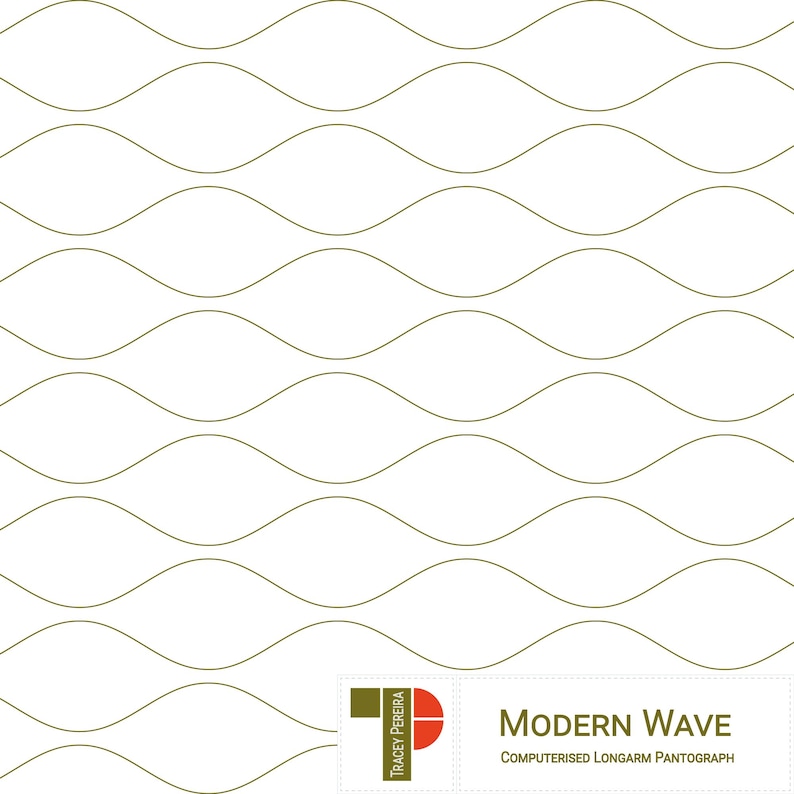 A repeated wavy line design for use by computerised longarm quilting machines. Every second wavy line has been reflected to create a chicken wire effect.