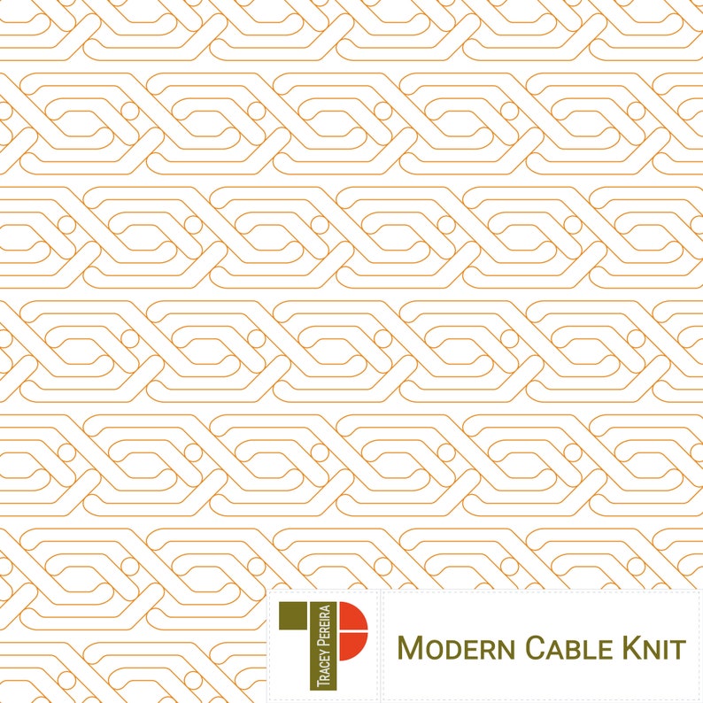 A single line repeating pattern of a celtic inspired cable resembling a cable knit jumper design - used for computerised longarm quilting