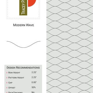 A set of instructions with a graphic image to show how this Modern Wave design can be quilted out on a computerised longarm quilting machine.