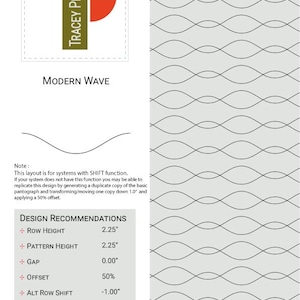 A set of instructions with a graphic image to show how this Modern Wave design can be quilted out on a computerised longarm quilting machine.