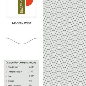 A set of instructions with a graphic image to show how this Modern Wave design can be quilted out on a computerised longarm quilting machine.